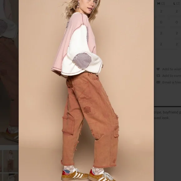 POL “ Dani 2“ POL Loose Fit Boyfriend Cropped Pant with Distress Detail 60